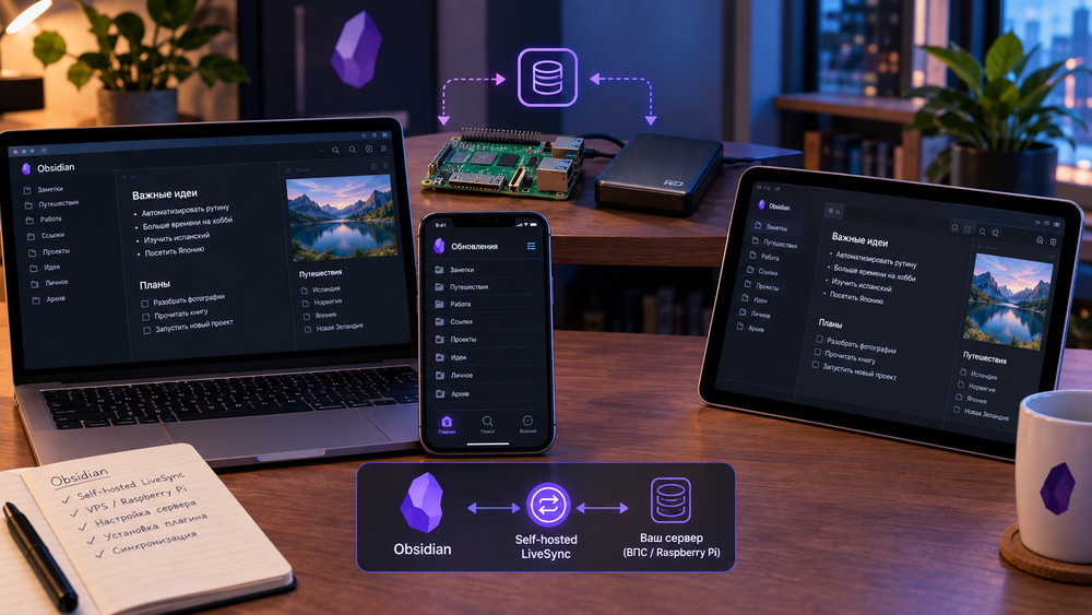 Как бесплатно настроить синхронизацию Obsidian с помощью LiveSync
