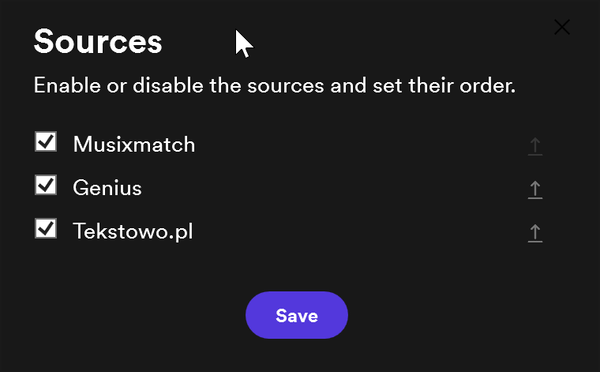 Как добавить отображение текста песен в Spotify, TIDAL, VLC, foobar2000 и Winamp