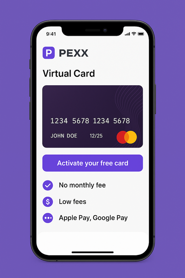 Как получить виртуальную карту от PEXX