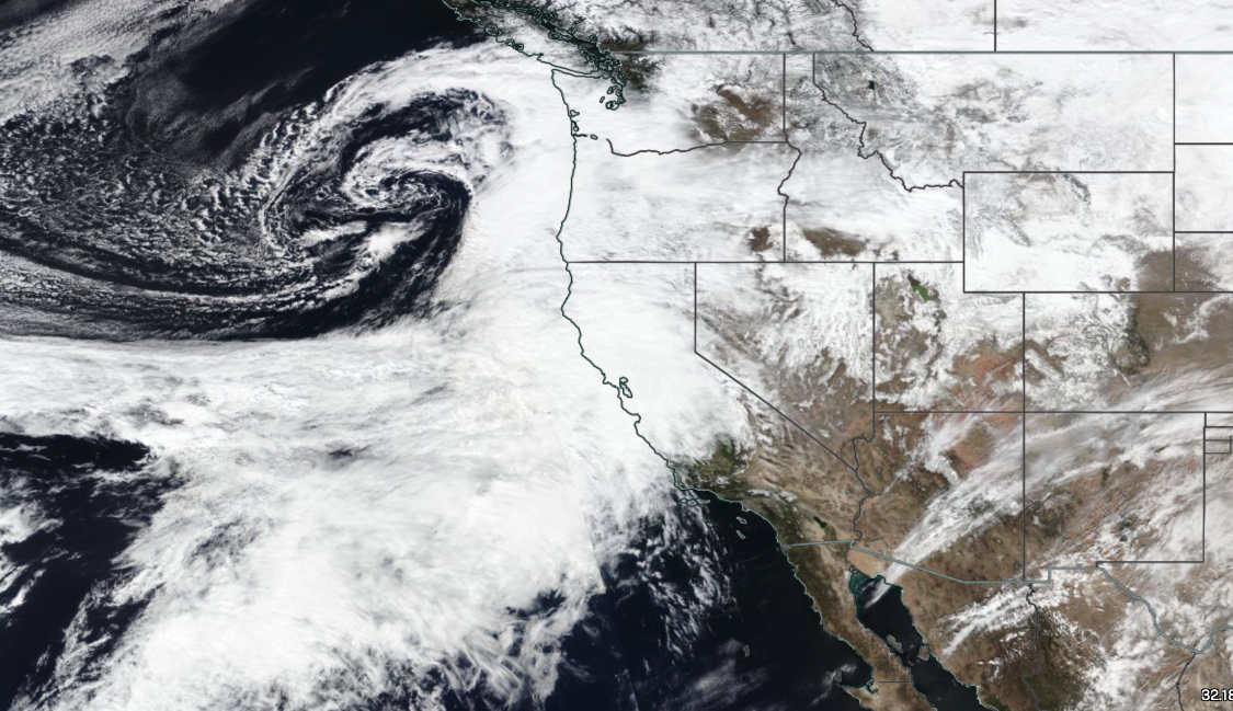 NASA Satellite Captures Atmospheric Rivers Over the U.S. West Coast, February–March 2023.