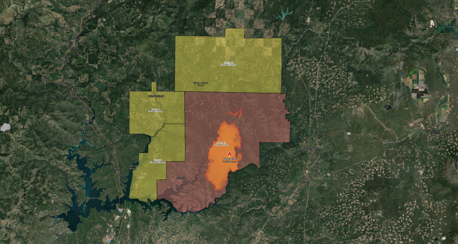 Green Fire Update: 11,000 Acres Burn in Shasta County.
