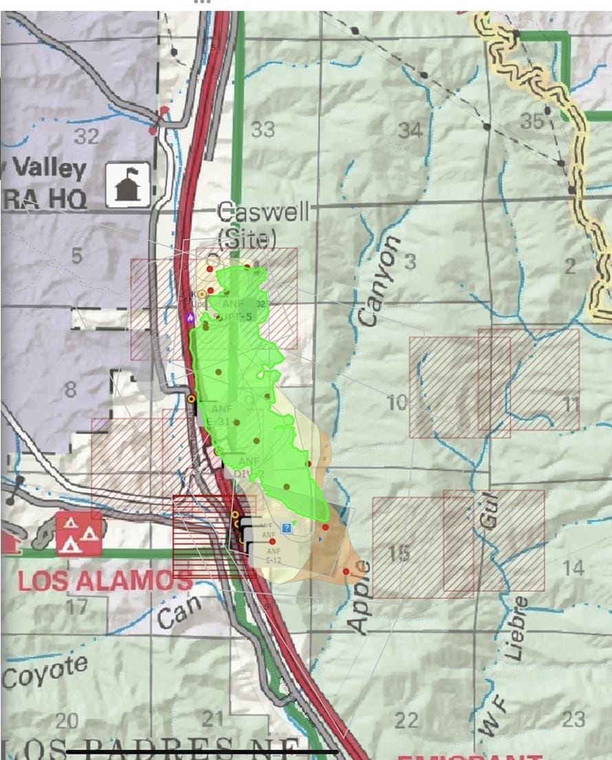 King Fire Operational Map Near Los Alamos and Pyramid Lake.