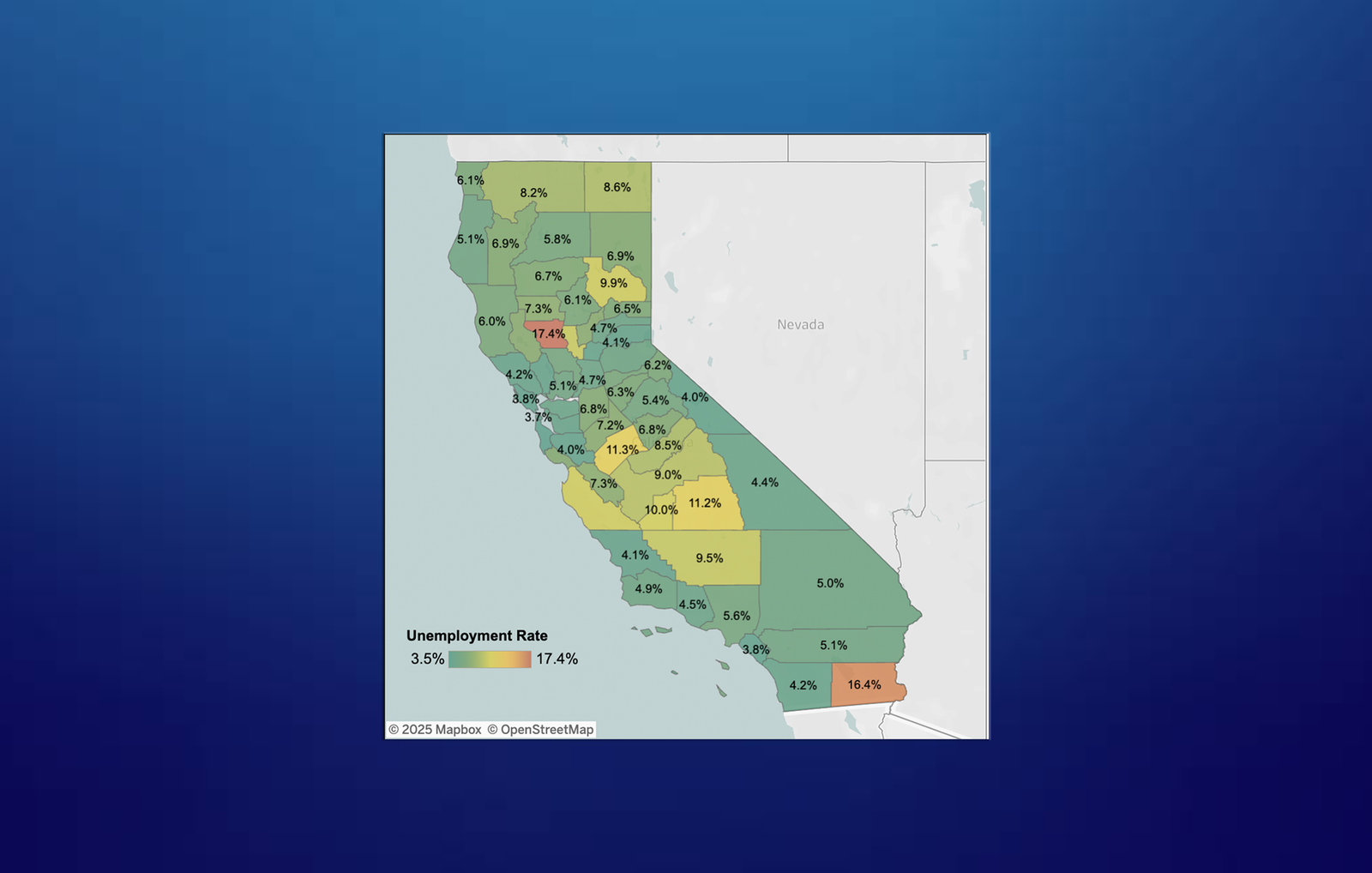 California Unemployment Map and Labor Force Data post image