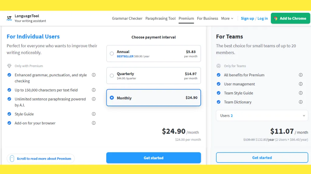 LanguageTool Pricing