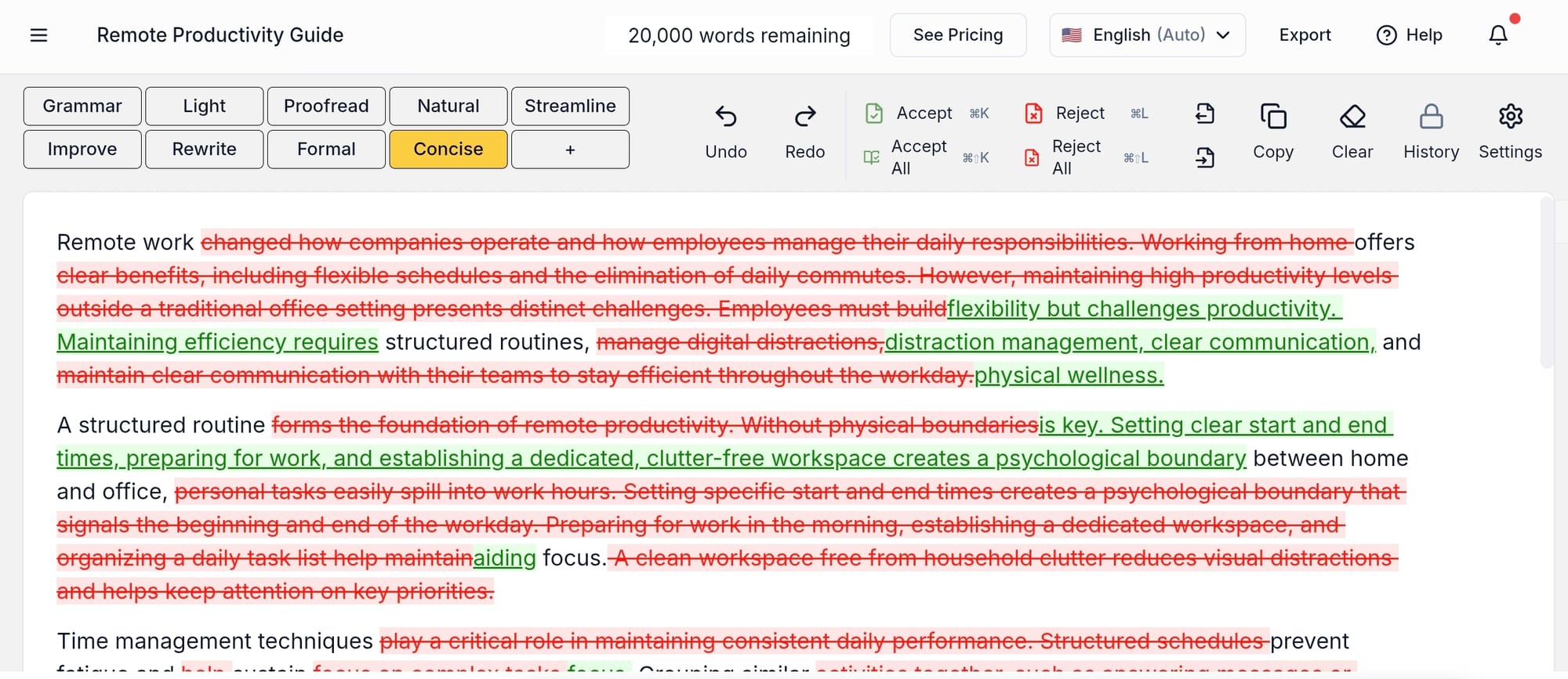 An image showing editGPT's dashboard and interface and how it humanizes AI-generated text effectively