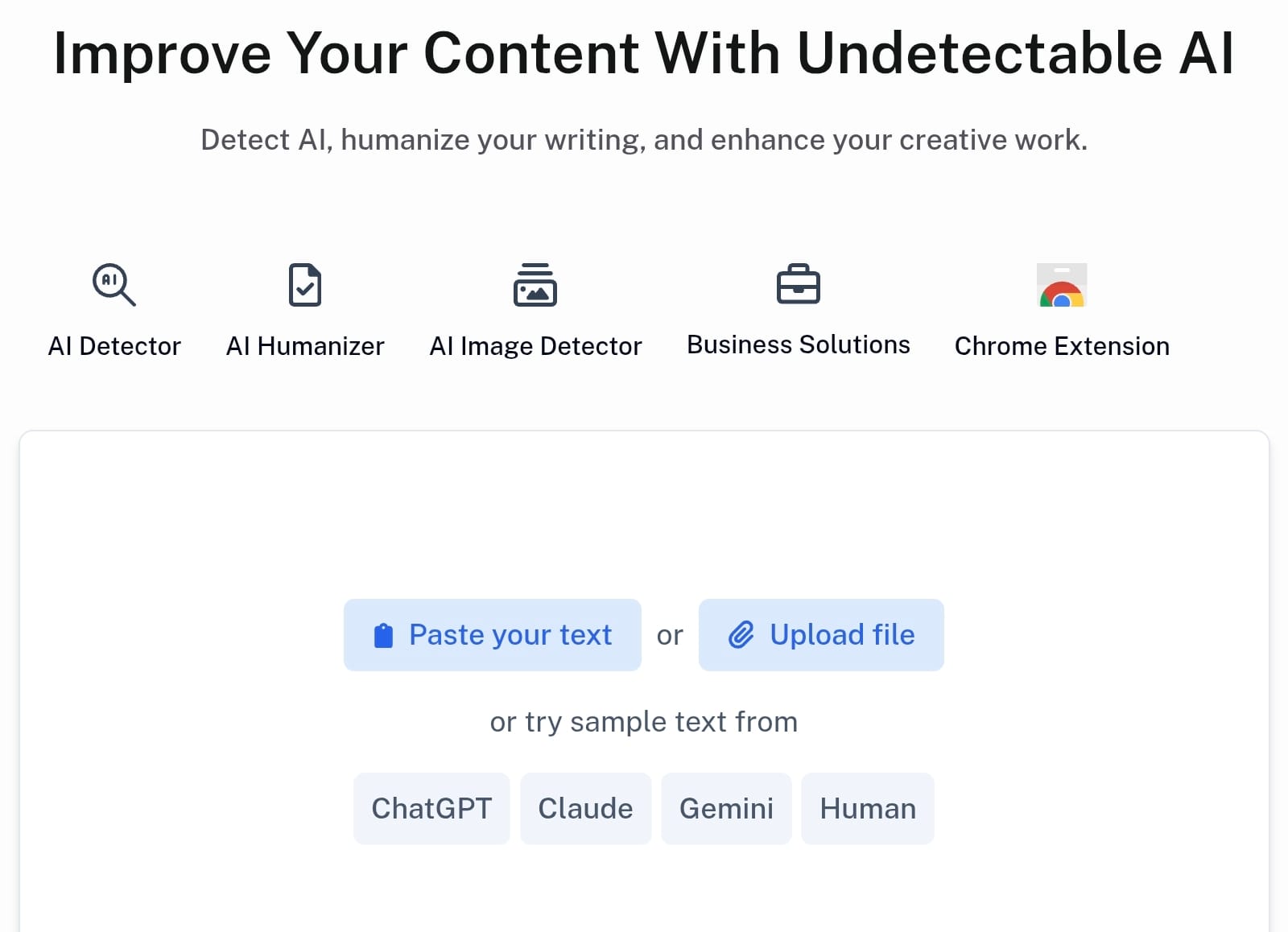 Image showing undetectable.ai's homepage and editor