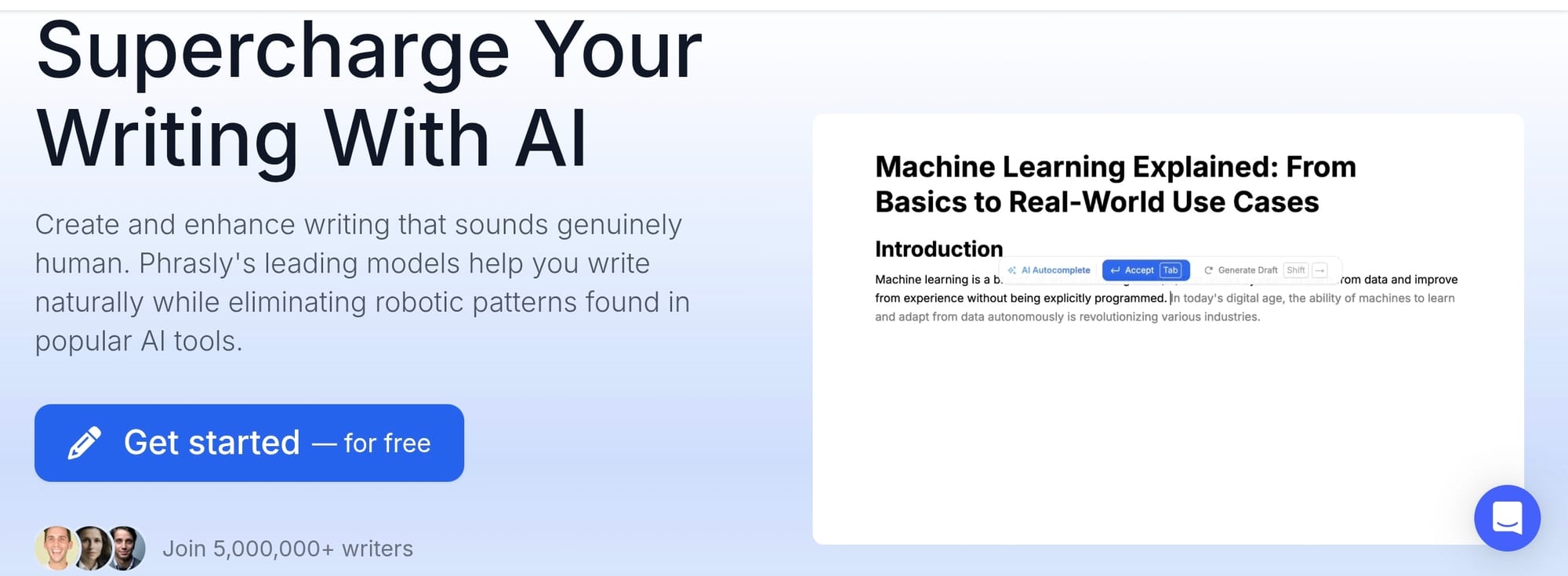 Image showing Phrasly AI homepage