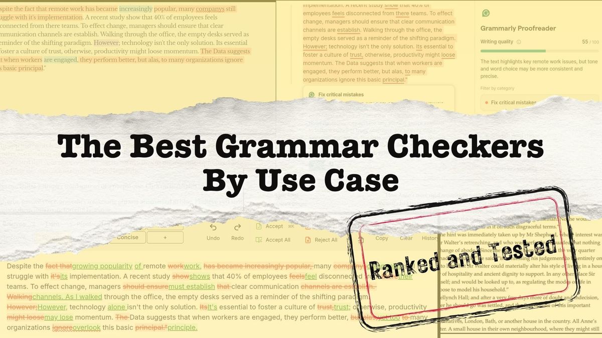 An image showing the best grammar checkers by use case in 2026
