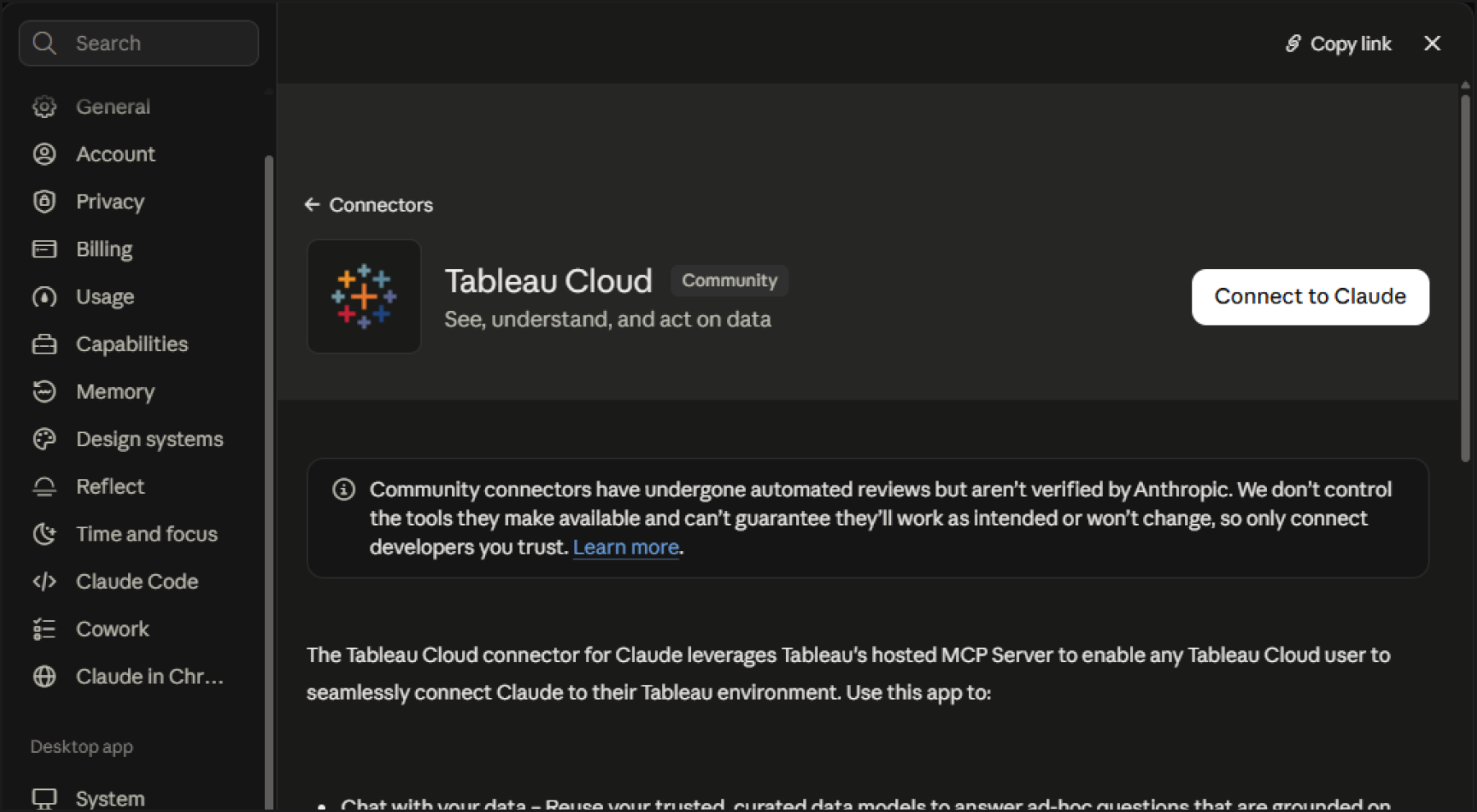 클로드(Claude)에 태블로 클라우드(Tableau Cloud) MCP 연동하기