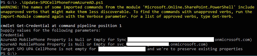 PowerShell script output