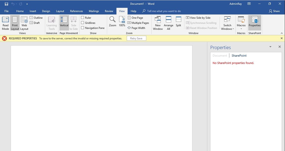 Document Information Panel returns to SharePoint for Word 2016