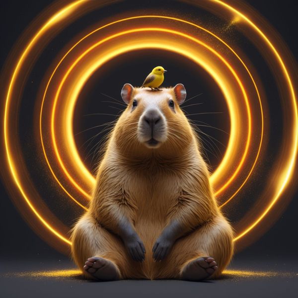 Illustration of a capybara ringed by a glowing chromatic aura, the internet's mascot for unbothered calm