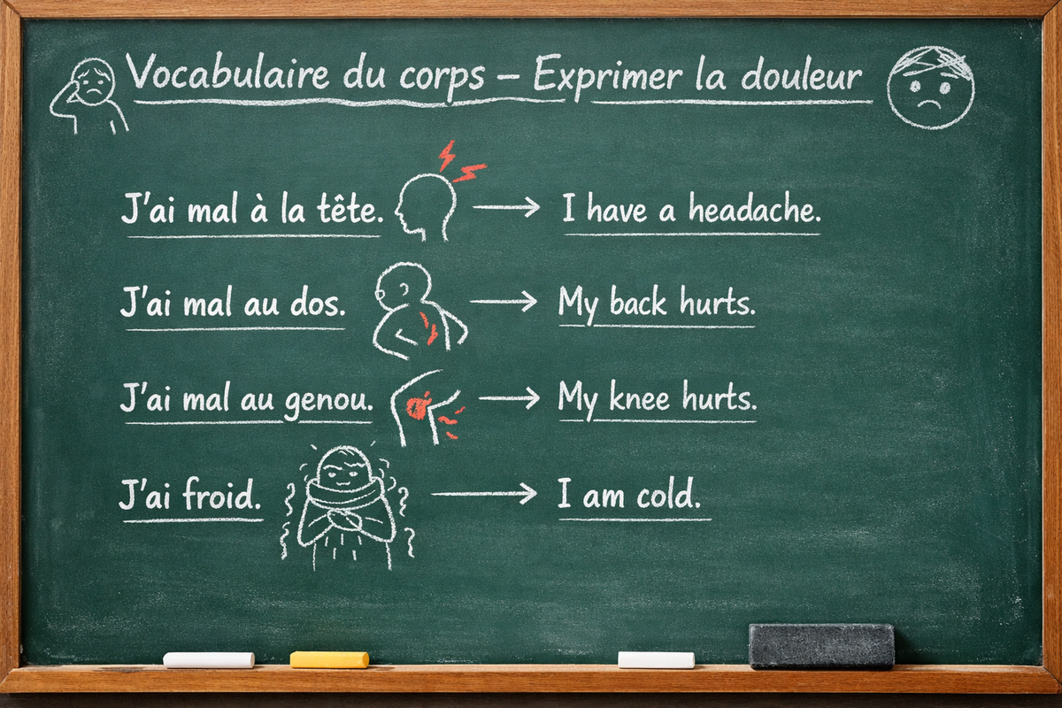 Vocabulaire du corps / exprimer la douleur et les sensations - Body Vocabulary / Expressing Pain and Sensations (Level A1)