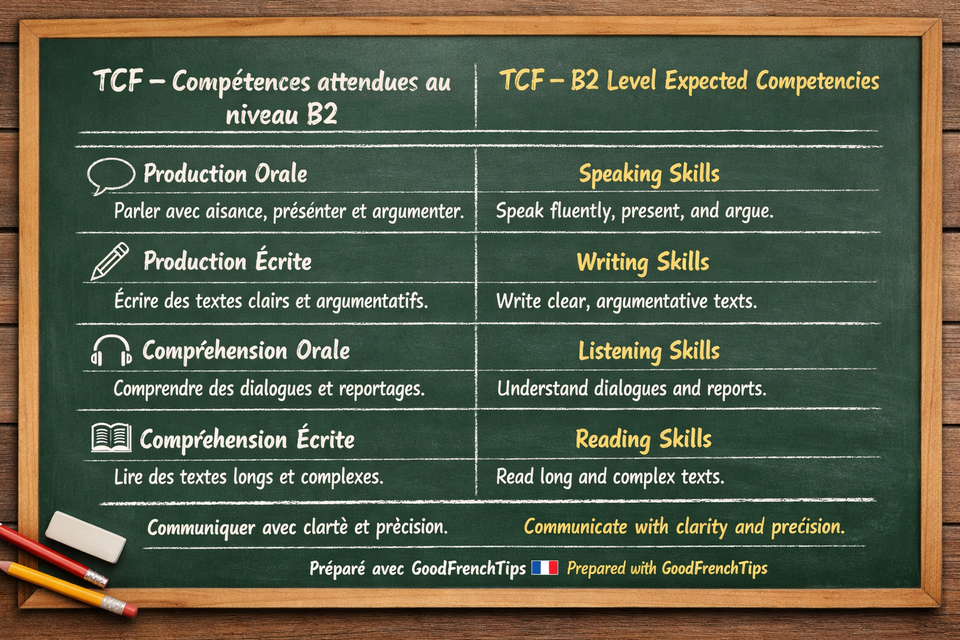 TCF – Compétences attendues au niveau B2 - TCF – B2 Level Expected Competencies