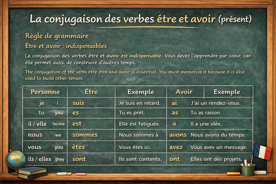La conjugaison des verbes être et avoir (présent) - Present tense of the verbs “être” and “avoir” (Level A1)