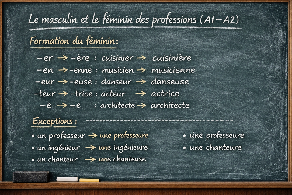 Le masculin et le féminin des professions - Masculine and feminine forms of professions in French (Level A1)