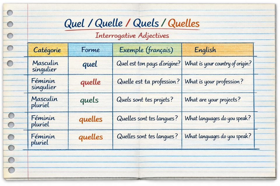 La question avec quel/ quelle/ quels/ quelles - The question with which/what (Level A1)