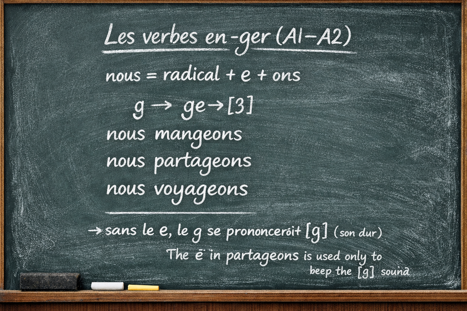 Les verbes en -ger au présent de l’indicatif - French -ger verbs in the present tense (Level A1)
