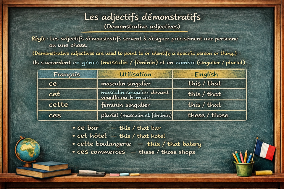 Les adjectifs démonstratifs - Demonstrative adjectives (Level A1)
