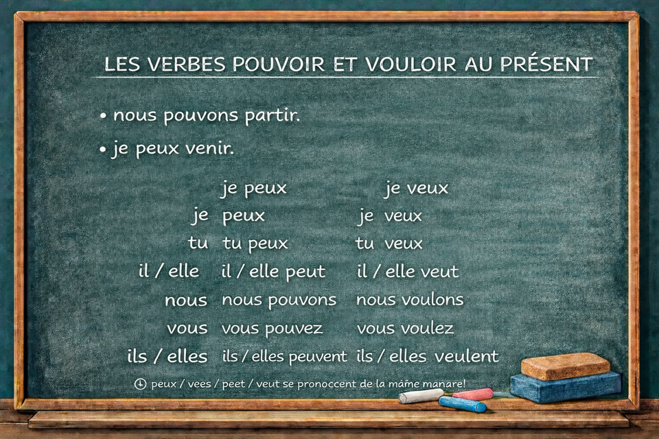 Les verbes pouvoir et vouloir au présent - The verbs pouvoir and vouloir in the present tense (level A1)
