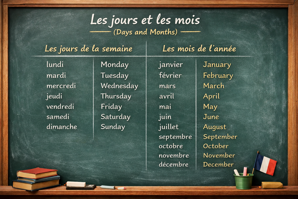 Les jours de la semaine et les mois de l’année - French days of the week and months of the year (Level A1)
