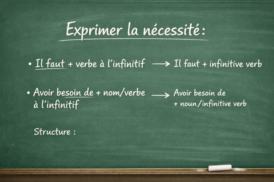 Exprimer la nécessité : Il faut / Avoir besoin de - Expressing necessity: Must / Have to / Need to (Level A1)