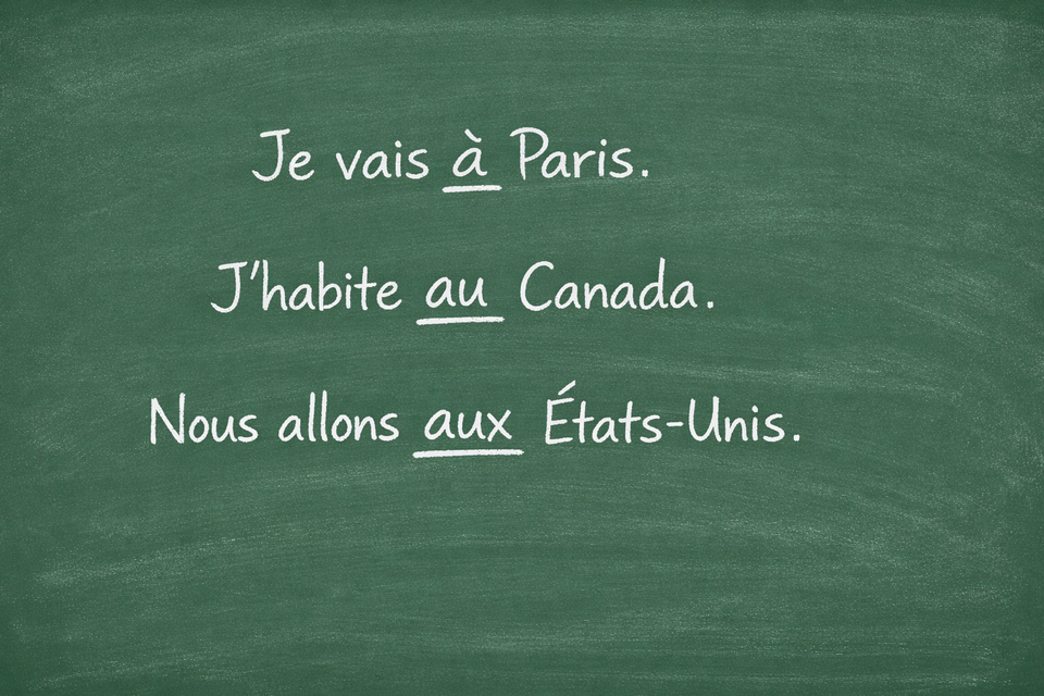 Prépositions devant les pays et les villes - Prepositions with countries and cities (Level A1)