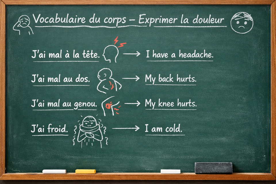 Vocabulaire du corps / exprimer la douleur et les sensations - Body Vocabulary / Expressing Pain and Sensations (Level A1)