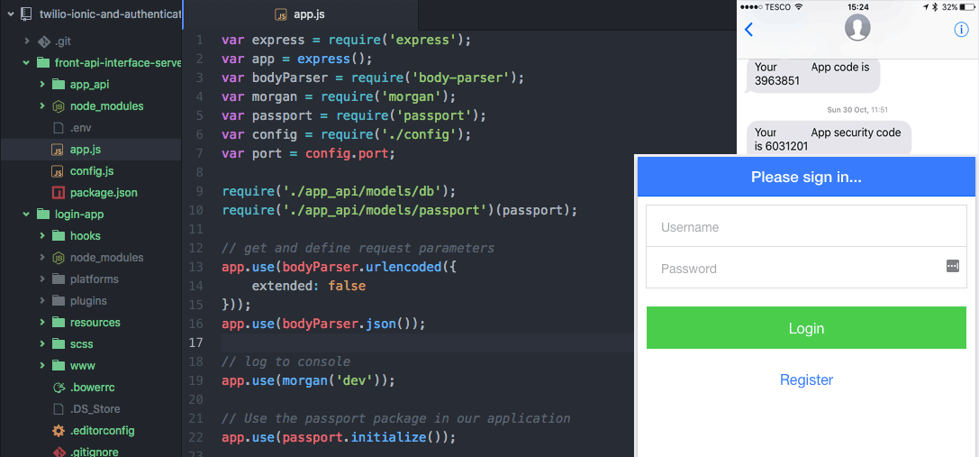 MEAN Stack User Authentication and SMS validation with Twilio/Authy: Part 2/2 - Creating the IONIC App