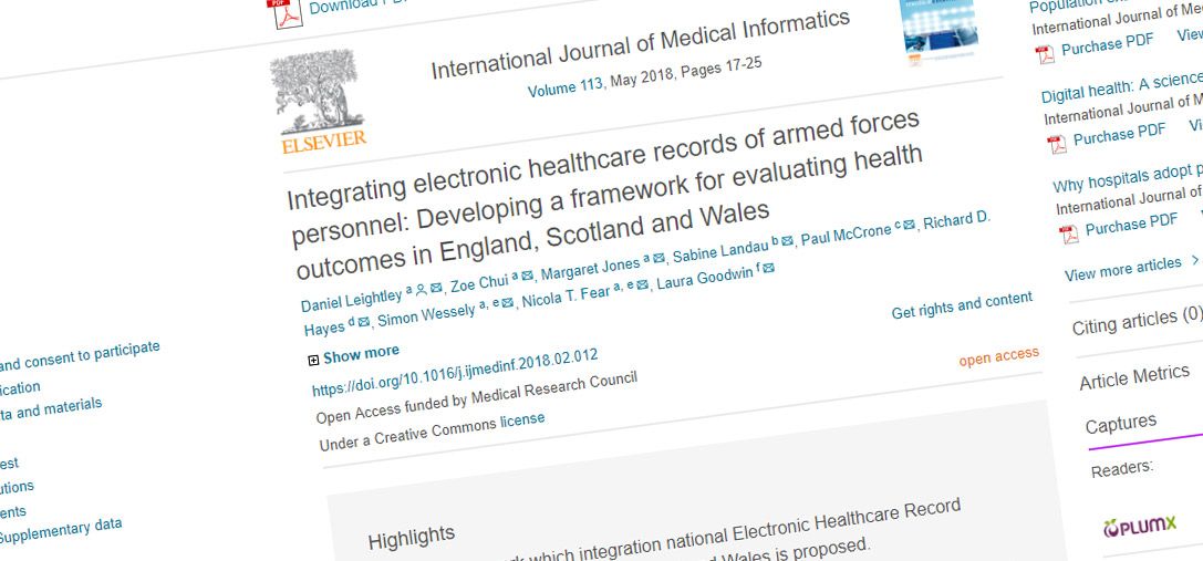 Integrating electronic healthcare records of armed forces personnel: Developing a framework for evaluating health outcomes in England, Scotland and Wales