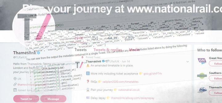 Sentiment analysis of Thameslink Tweets using Python 3