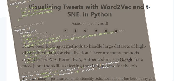 Visualizing Tweets with Word2Vec and t-SNE, in Python