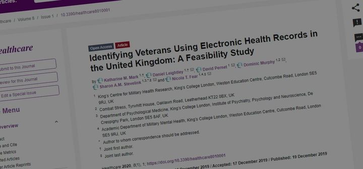 Just Published: Identifying Veterans Using Electronic Health Records in the United Kingdom: A Feasibility Study