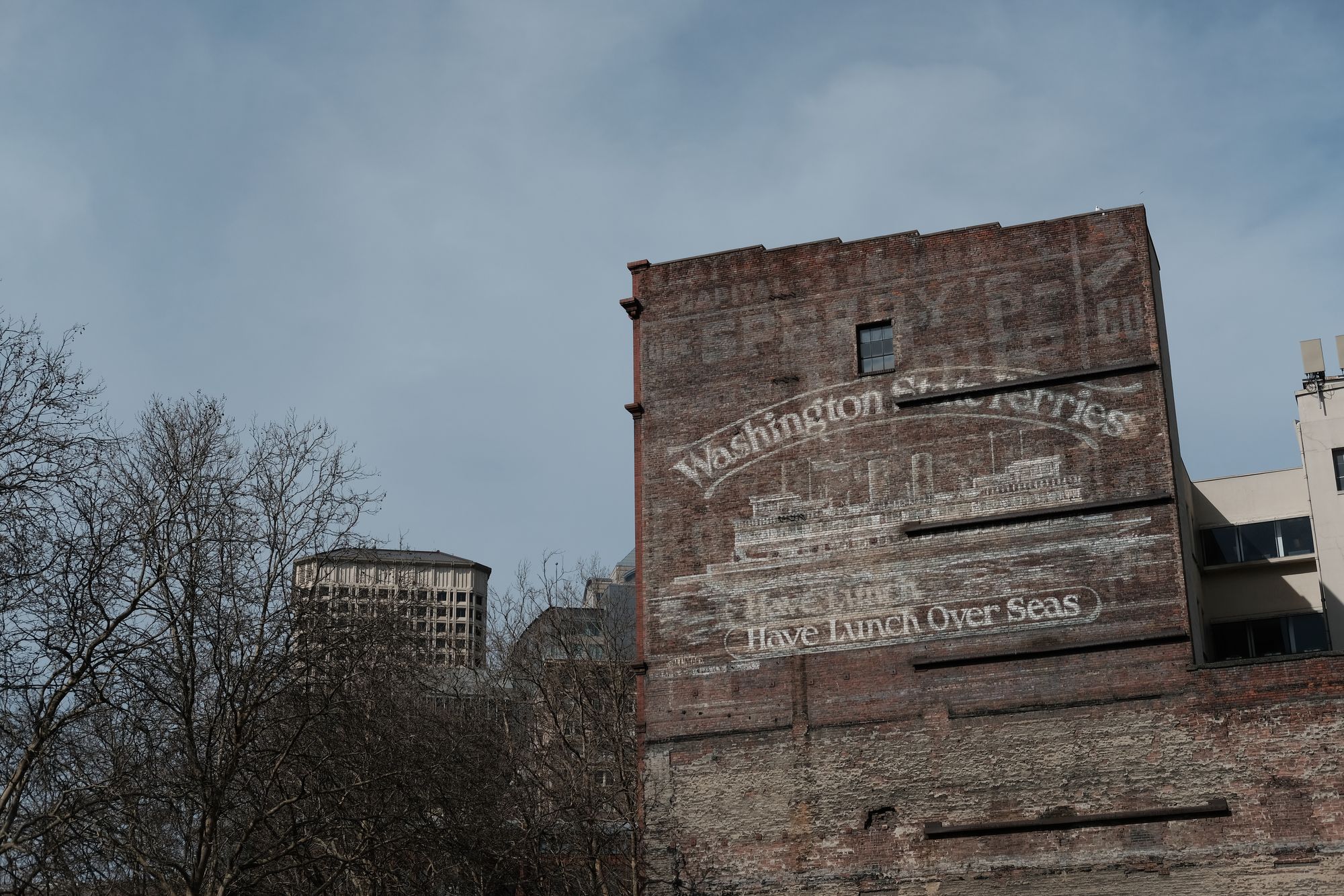 Washington Ferries Sign Pioneer Square Seattle
