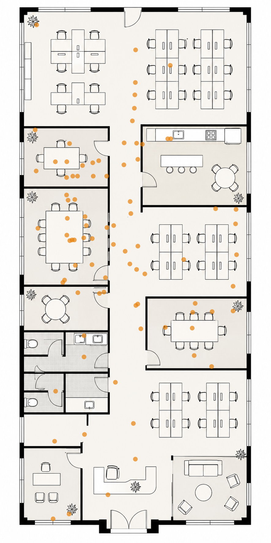 Test data collected on the floorplan