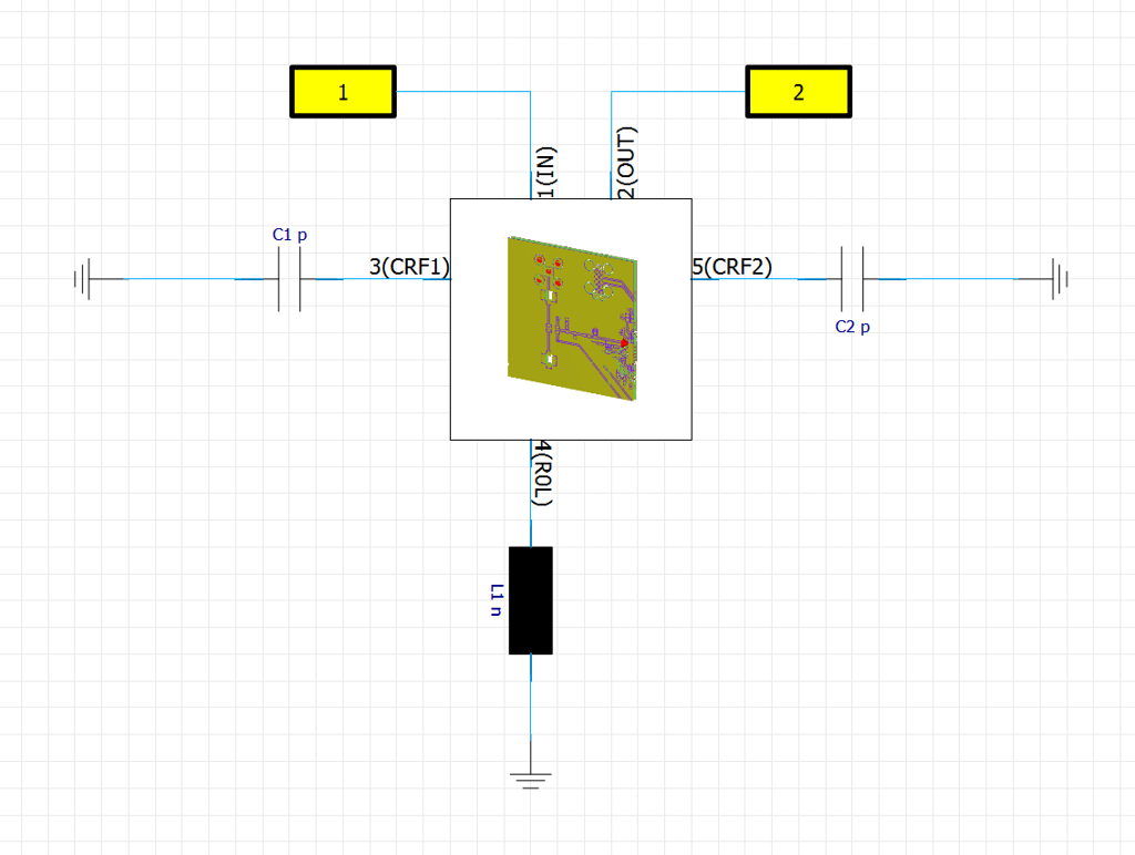 Integration of the 3D model with the circuit schematic in CST Studio Suite.