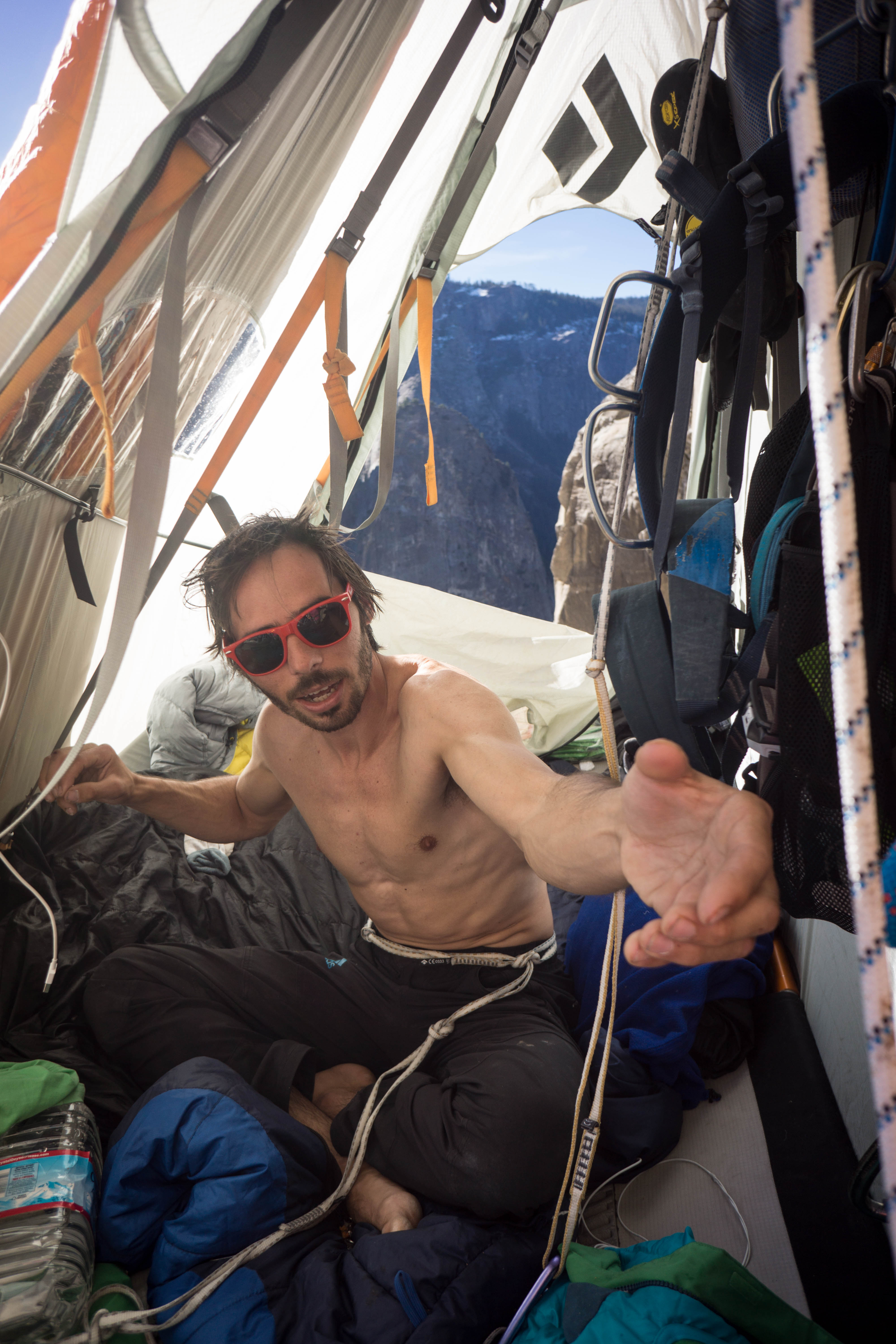 Kevin describing the hardest moves on the route.