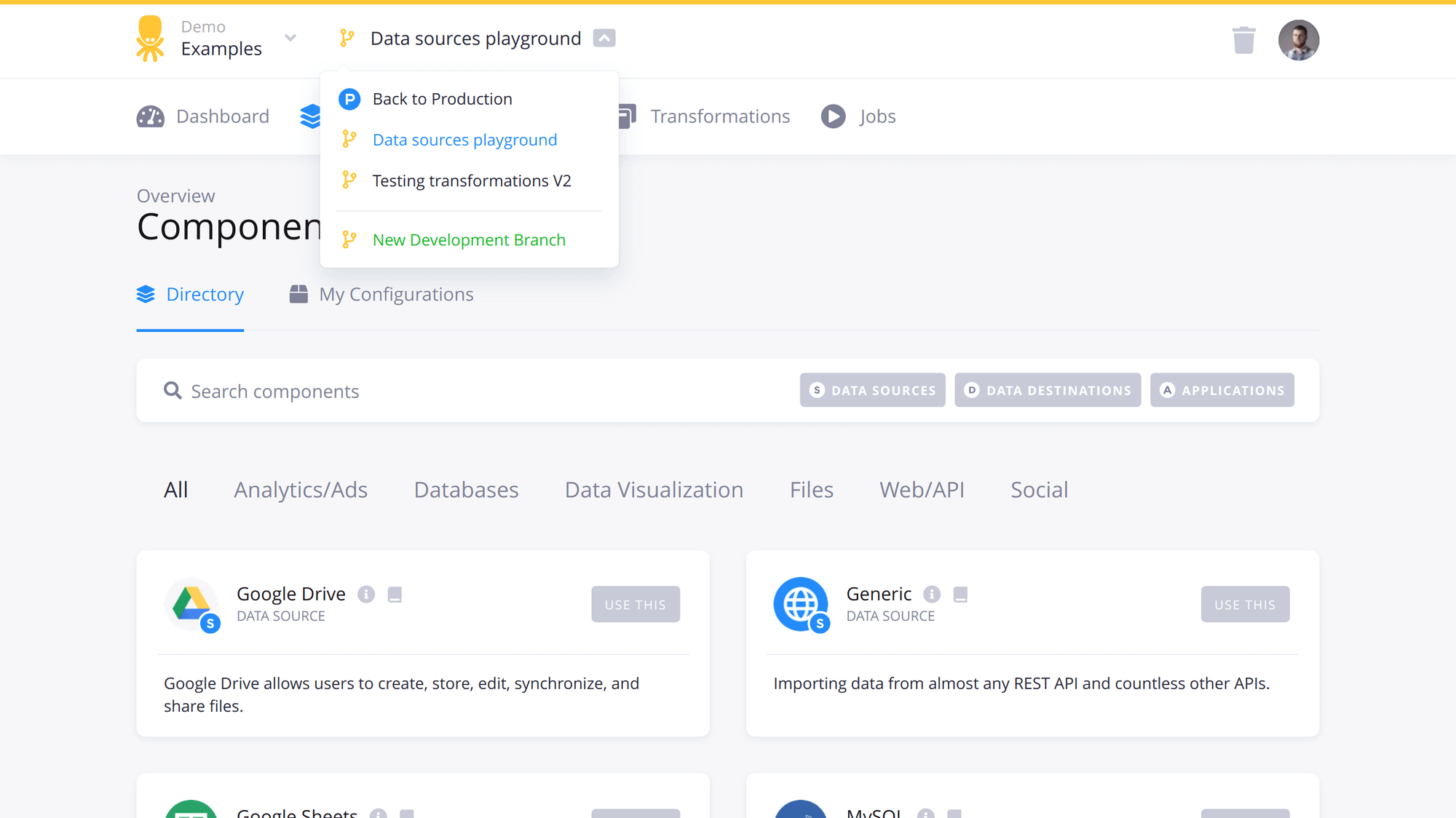 Project and Branch Selectors