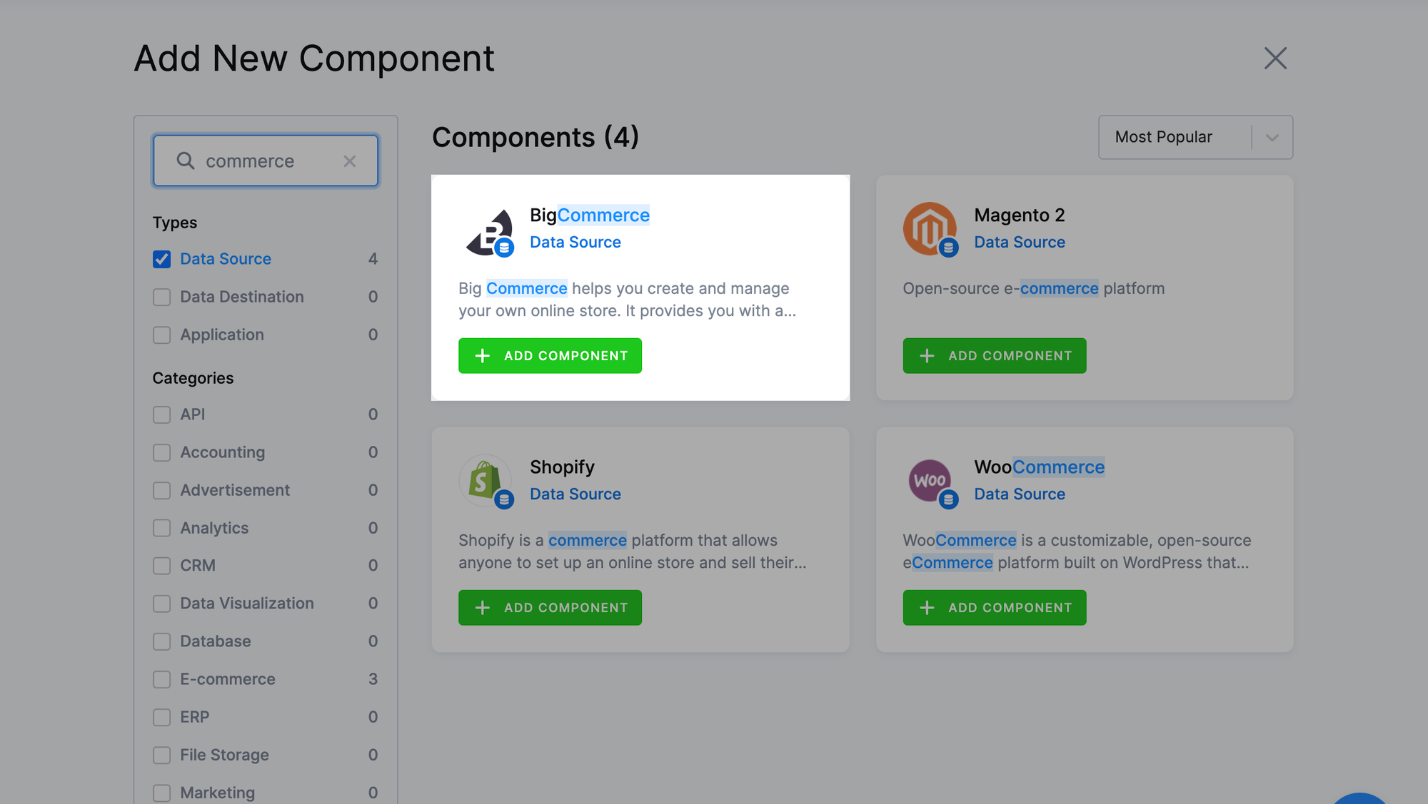 New BigCommerce Data Source