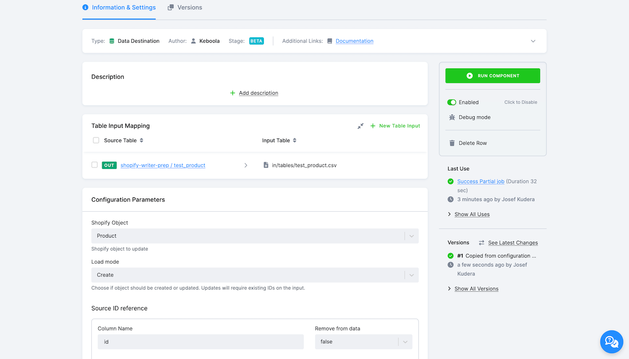 New Shopify Data Destination
