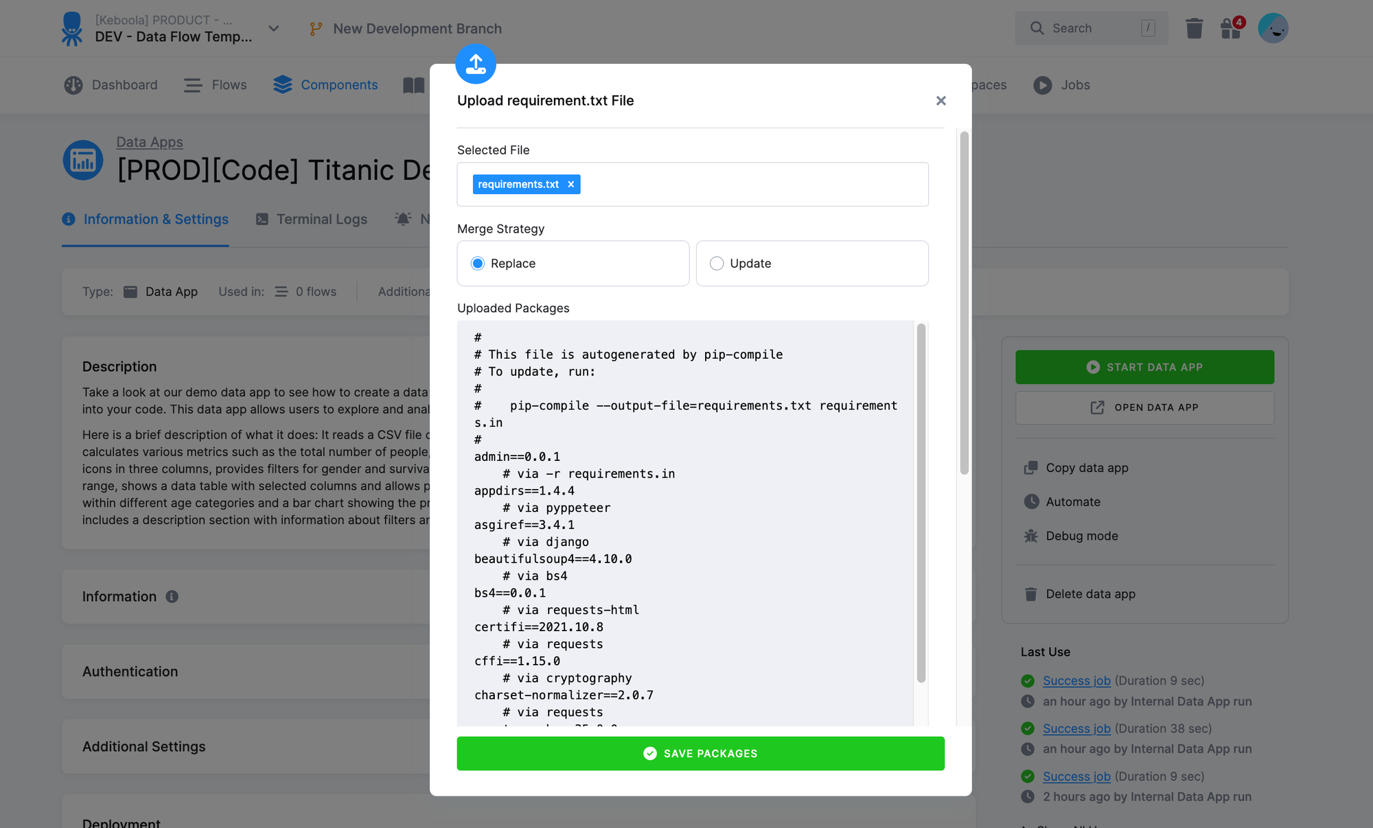 Locking Package Versions in Streamlit Apps Deployed from Code