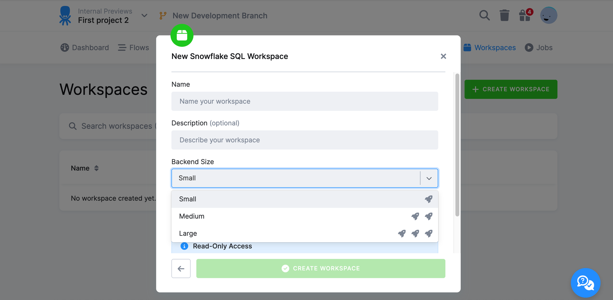 Dynamic Backend Sizes Now Available for Snowflake Workspaces