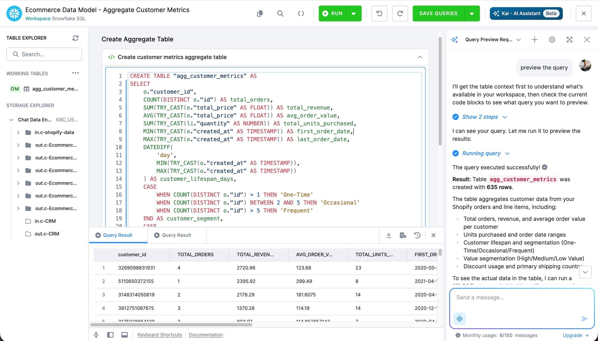Kai now works inside the SQL Editor