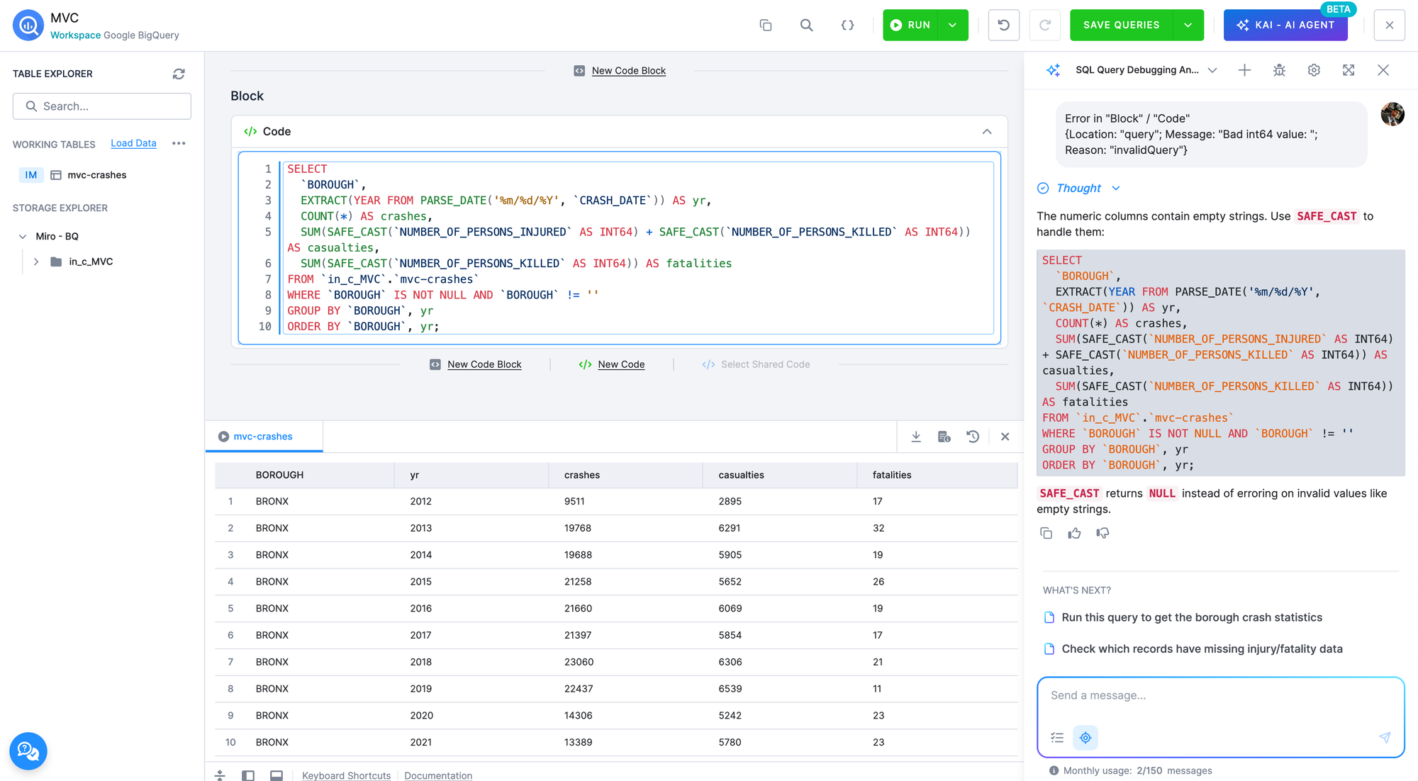 BigQuery Support in the SQL Editor