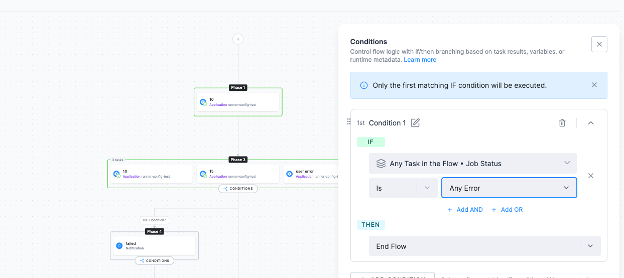 Flows: New Condition Operators and Run Selected Tasks