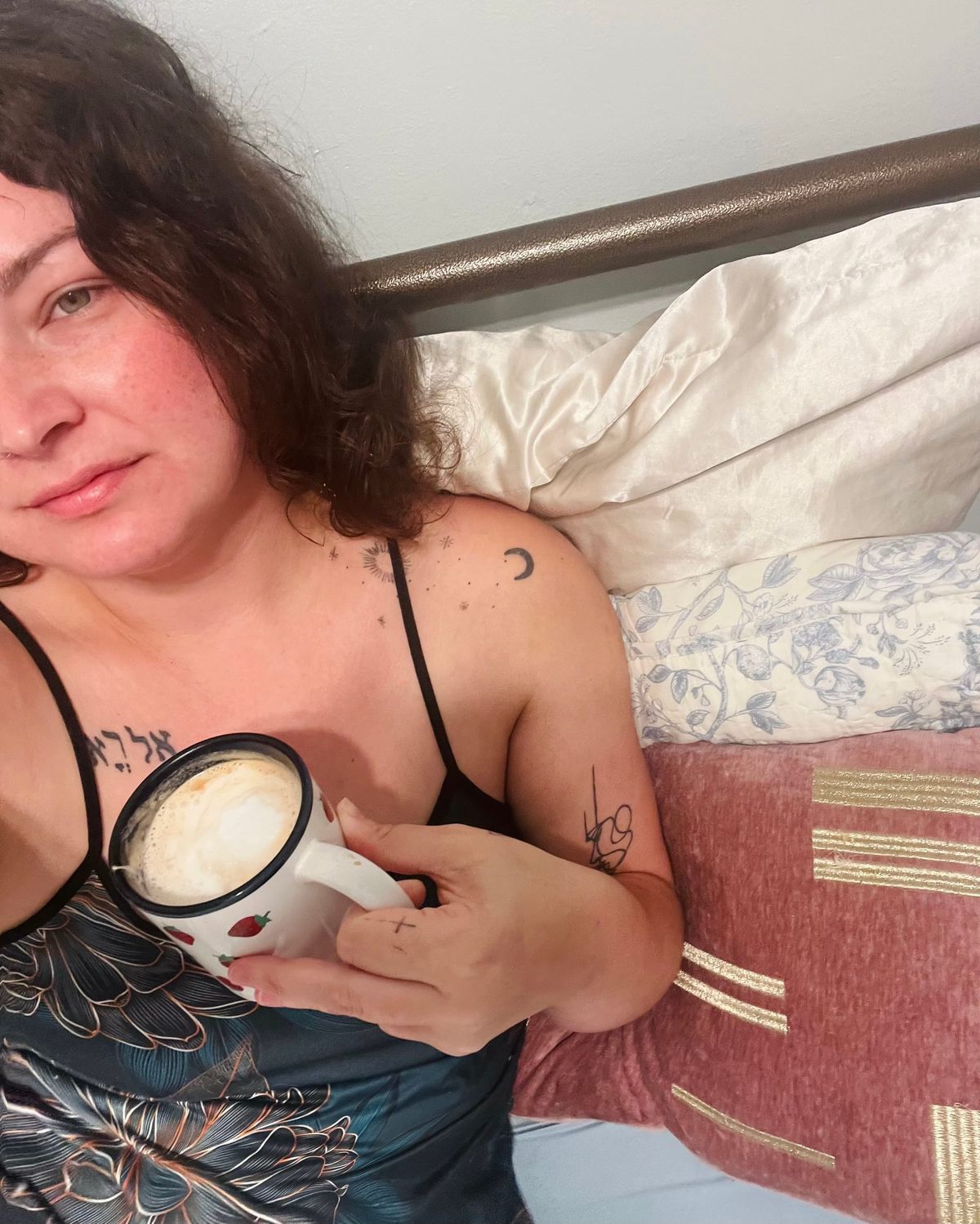 Maybe she was born with it? Maybe it's coffee beans. ☕