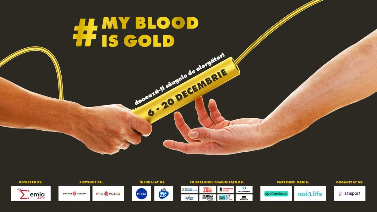#MyBloodIsGold - campanie de donare de sânge  organizată de 321sport în perioada 6-20 decembrie