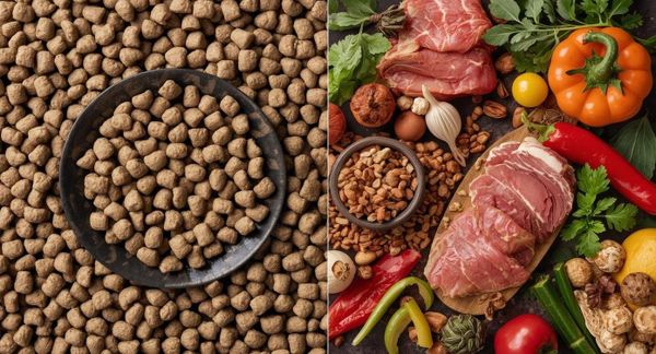 Premium dog food vs processed kibble comparison. ROyal canin vs open Farm