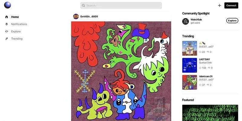 Illustration of a new Zora post triggering Uniswap liquidity pool creation