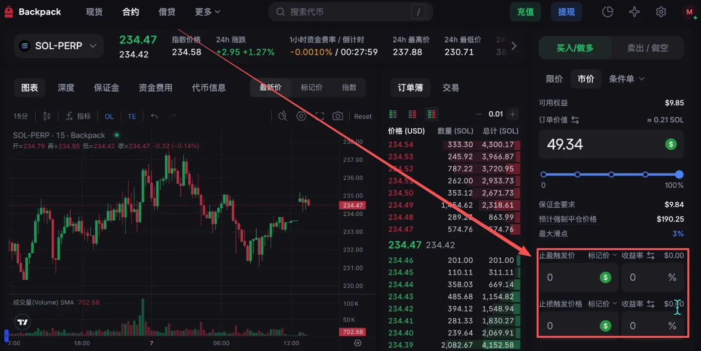 Backpack 交易所借贷页面，显示自动出借开关及多种资产收益率，USD 收益最高